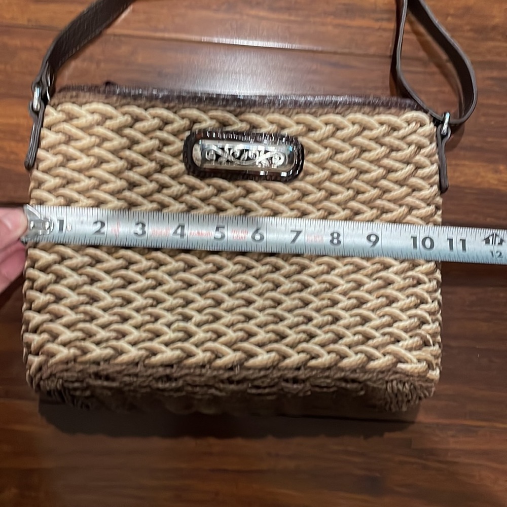 Brighton Woven Straw & Leather Crossbody Bag Handbag Purse - Picture 9 of 14